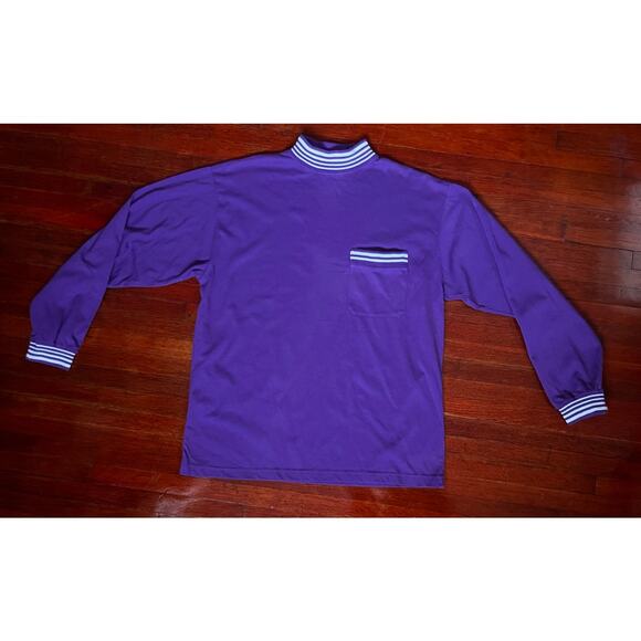 Vintage 80’s Downing & Dunn Purple and White Striped Long Sleeved Shirt Medium - Picture 1 of 4